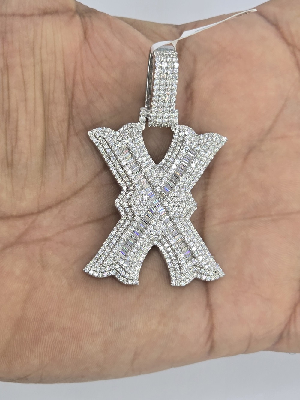 925 Sterling Silver Moissanite Diamond Letter X Pendant